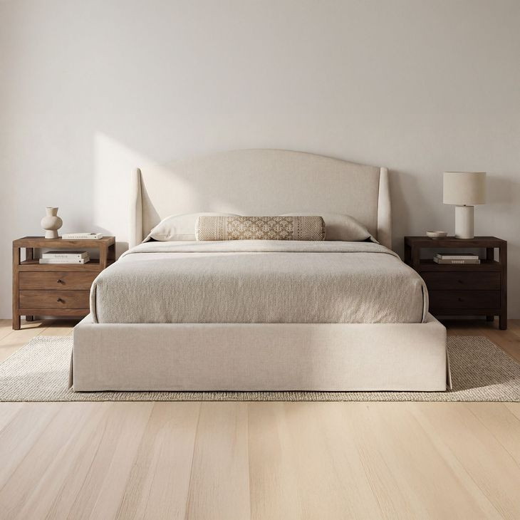 Weston Cream Queen Upholstered Storage Platform Bed