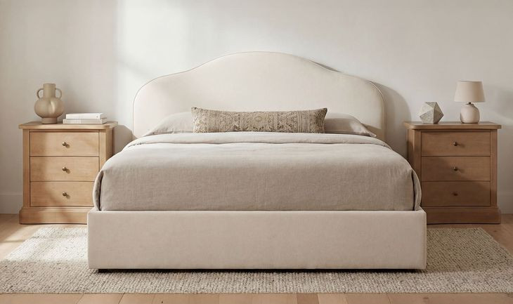 Maggie Cream King Upholstered Storage Platform Bed
