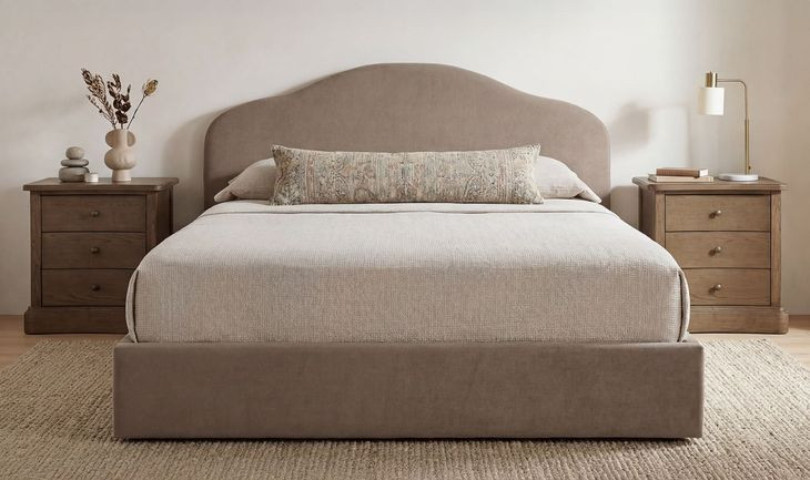 Maggie Taupe Queen Upholstered Storage Platform Bed