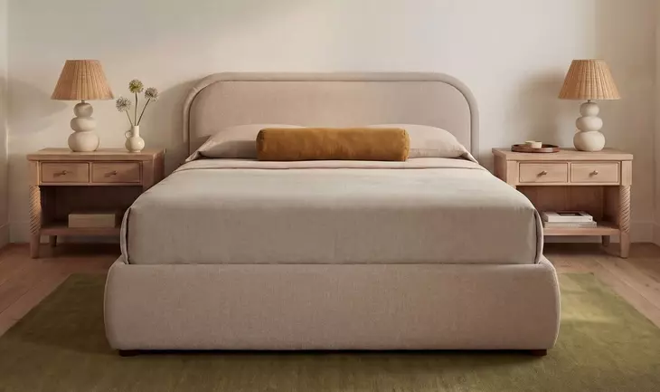 Colin Light Brown King Upholstered Storage Panel Bed