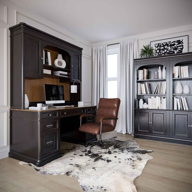 Roanoke Distressed Black Credenza With Hutch