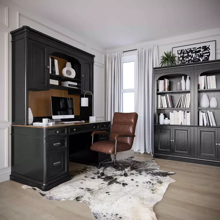 Roanoke Black Credenza Home Office Set