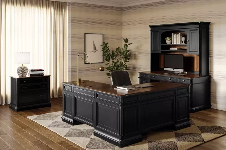 Roanoke Black L-Shaped Desk