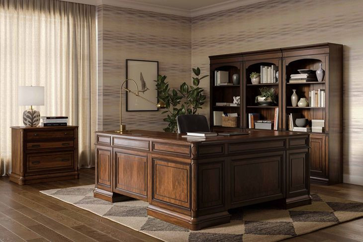 Roanoke Cherry L-Shaped Home Office Set