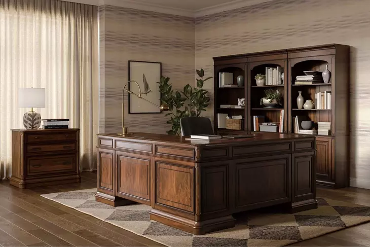 Roanoke Cherry L-Shaped Home Office Set