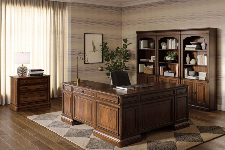 Roanoke Cherry L-Shaped Home Office Set