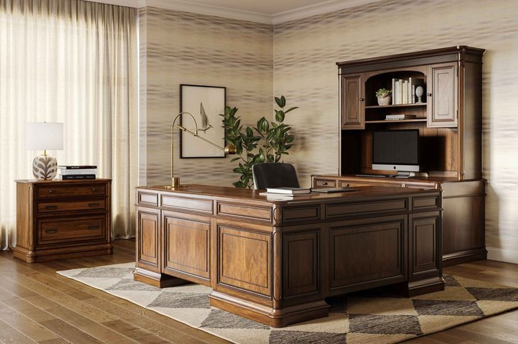 Roanoke Cherry L-Shaped Home Office Set from Coleman Furniture