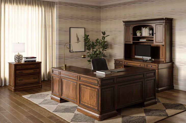 Roanoke Cherry L-Shaped Home Office Set | H361-50-55