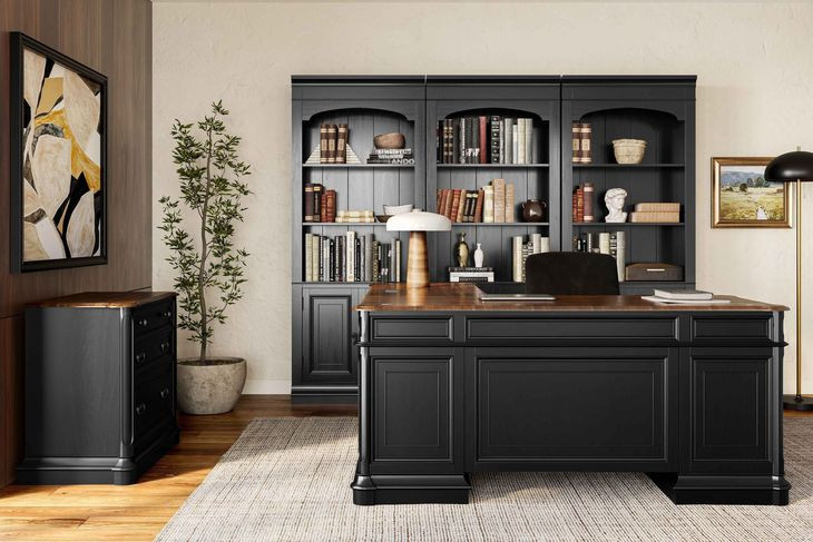 Roanoke Black L-Shaped Desk