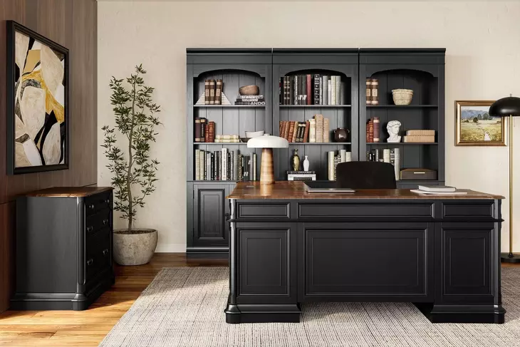 Roanoke Black L-Shaped Desk