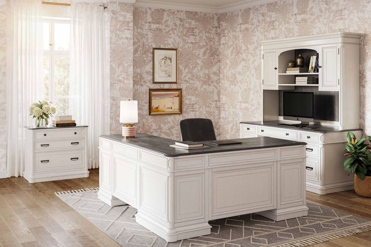 Roanoke White L-Shaped Home Office Set