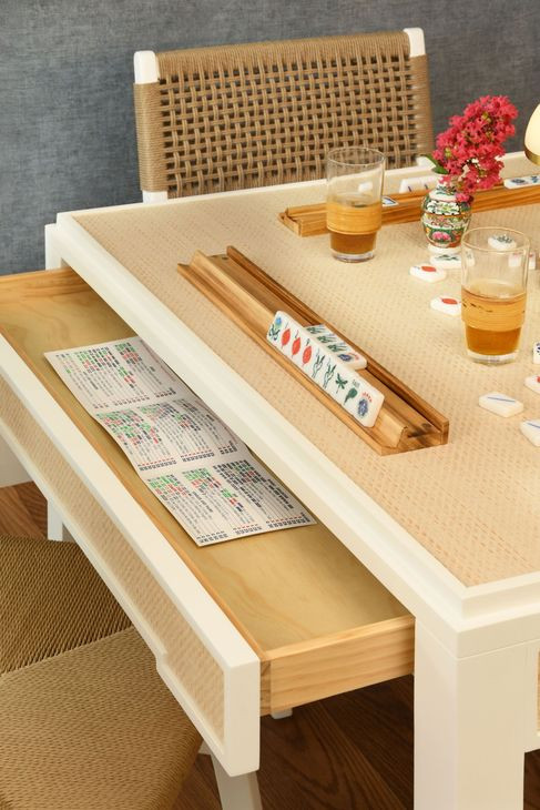 Robin White and Natural 2 Drawer Game Table