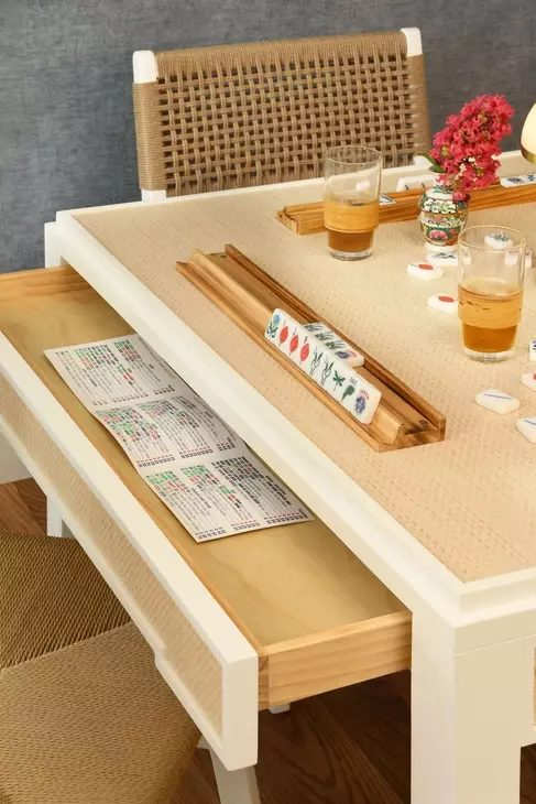Robin Natural Grasscloth 2 Drawer Square Game Table