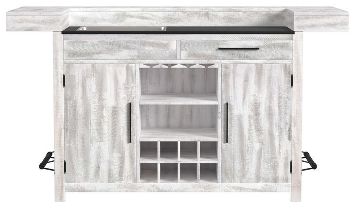 Westwood Rustic White 78" Rectangular Bar Table with USB Charging and LED