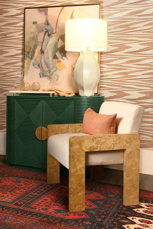 Astor Brown and White Performance Fabric Accent Chair