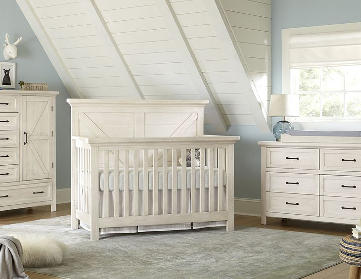 Westfield Brushed White Clean Headboard Convertible Crib
