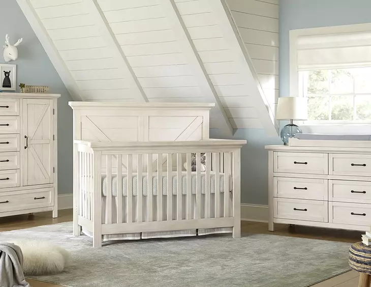 Westfield Brushed White Clean Headboard Convertible Crib