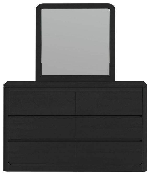 Camelot Black 6 Drawer Dresser and Rectangular Mirror