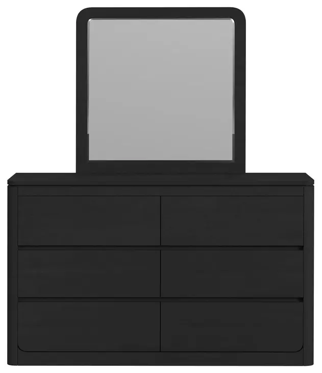 Camelot Black 6 Drawer Dresser and Rectangular Mirror