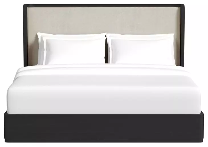 Camelot Black and Gray King Upholstered Panel Bed