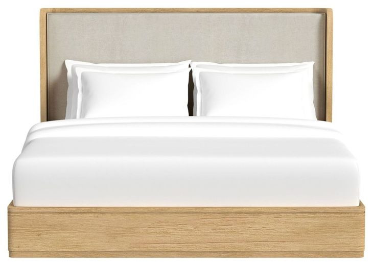 Camelot Natural and Gray King Upholstered Panel Bed