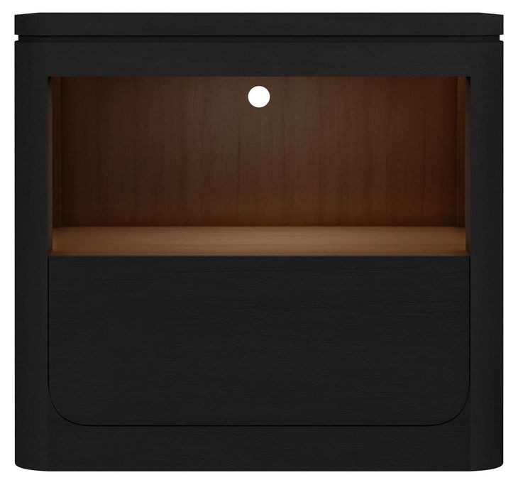 Camelot Black 1 Drawer Nightstand with USB Charging and LED