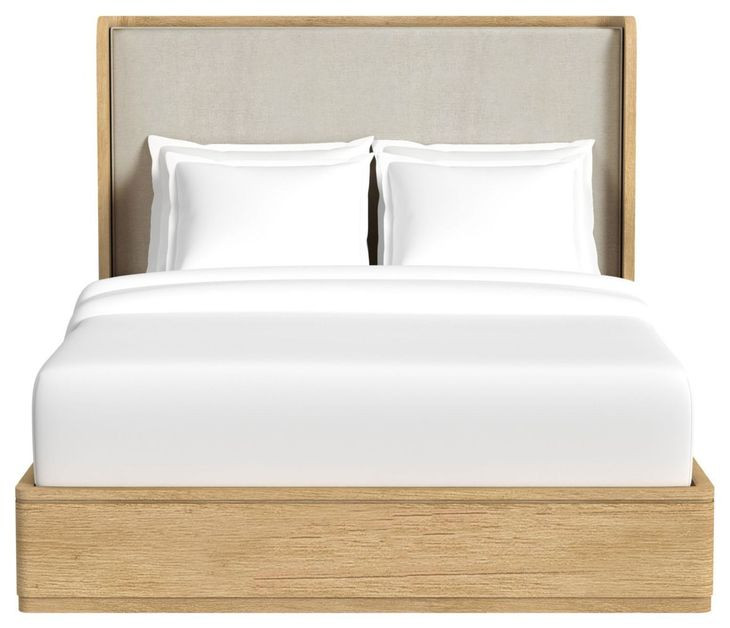 Camelot Natural and Gray Queen Upholstered Panel Bed