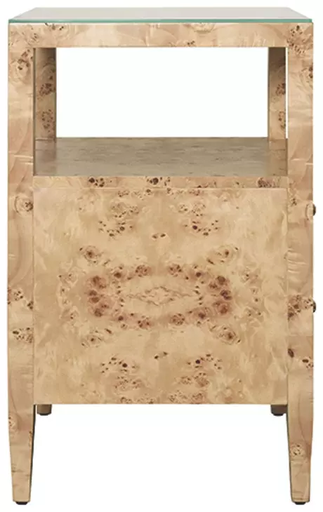 Roscoe Matte Burl Wood Soft Close 2 Drawer Side Table