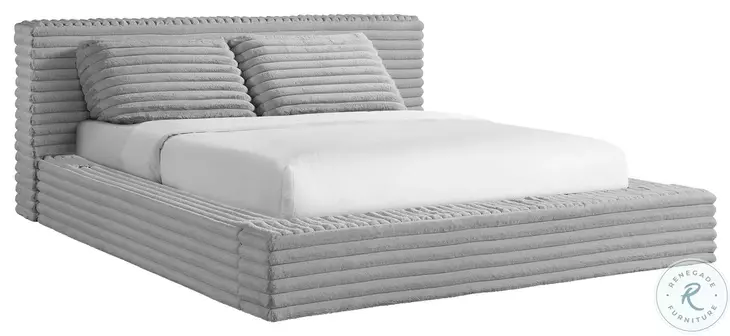 Ashbury Light Grey King Upholstered Platform Bed