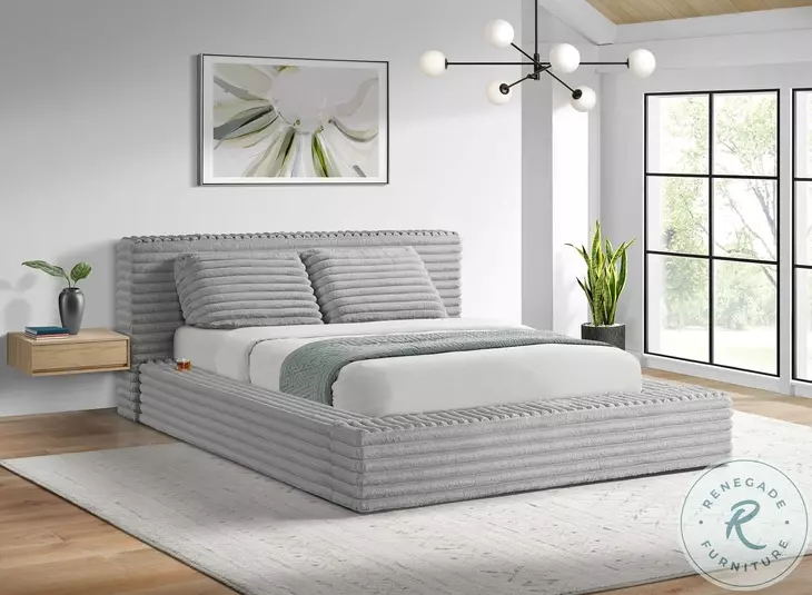 Ashbury Light Grey Queen Upholstered Platform Bed