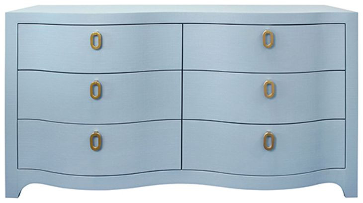 Rosie Textured Light Blue Linen 6 Drawer Dresser