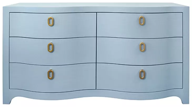 Rosie Textured Light Blue Linen 6 Drawer Dresser from Worlds Away
