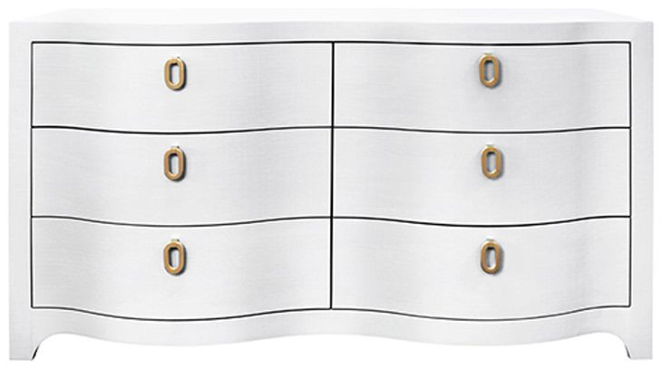 Rosie Textured White Linen 6 Drawer Dresser