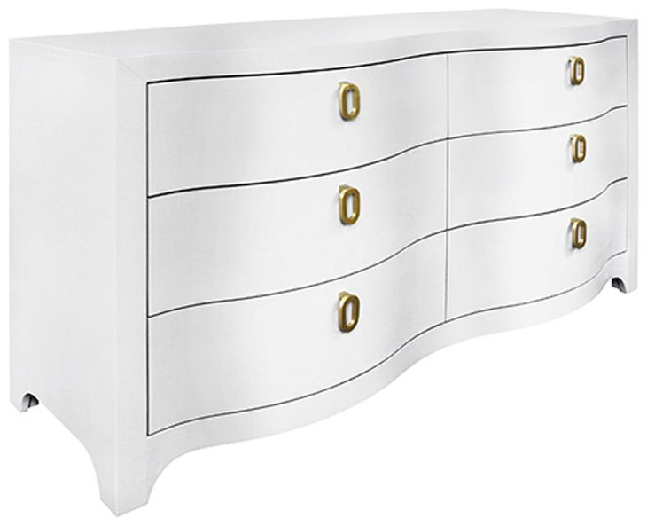 Rosie Textured White Linen 6 Drawer Dresser