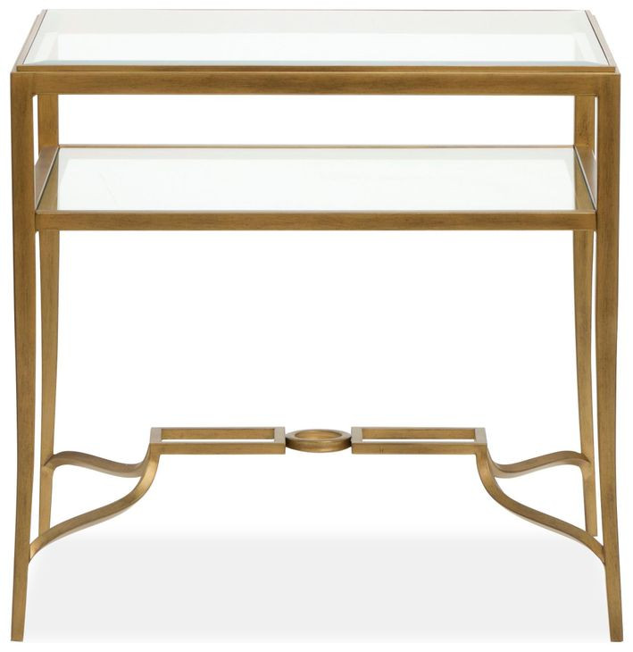 Serenelle Burnished Brass Rectangular Glass Top End Table