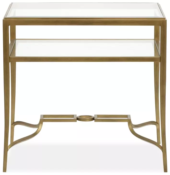 Serenelle Burnished Brass Rectangular Glass Top End Table
