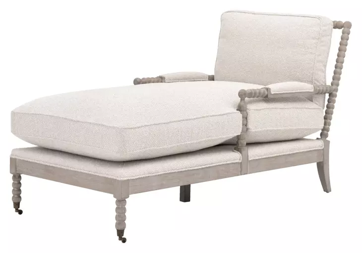 Stitch and Hand Dining Bedroom Gellar Linen Performance Fabric 67" Rouleau Chaise Lounge with Casters