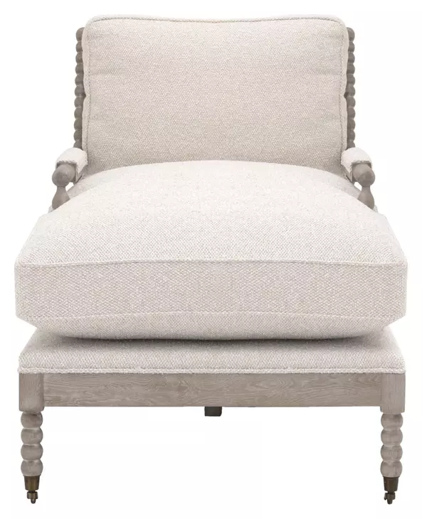 Stitch and Hand Dining Bedroom Gellar Linen Performance Fabric 67" Rouleau Chaise Lounge with Casters