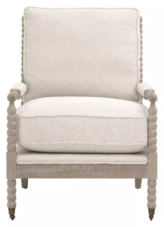 Stitch and Hand Dining Bedroom Gellar Linen Performance Fabric Upholstered Rouleau Club Chair