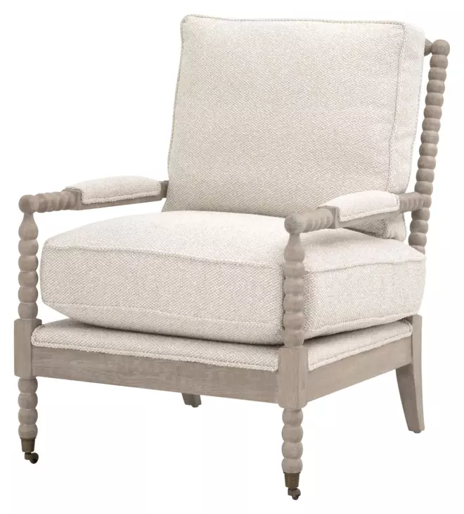 Stitch and Hand Dining Bedroom Gellar Linen Performance Fabric Upholstered Rouleau Club Chair