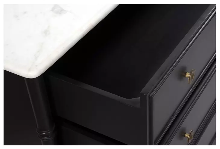Eleanor Black Marble Top 6 Drawer Dresser From Moe Furniture