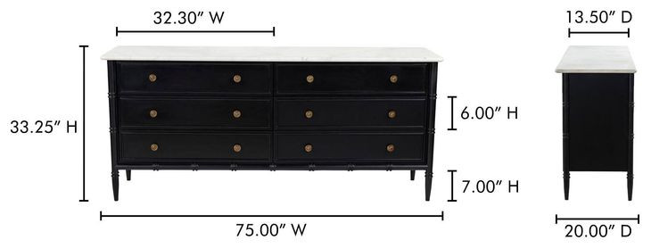 black dresser marble top Ashley Furniture Signature Design - Esmarelda - 6 Drawer - Faux Keep away from direct sunlight French Dresser Marble Top -