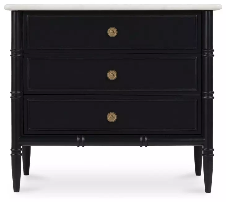 Eleanor Black and White 3 Drawer Marble Top Nightstand