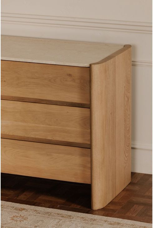 Lane Natural Marble Top 6 Drawer Dresser