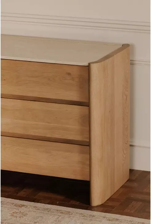 Lane Natural Marble Top 6 Drawer Dresser