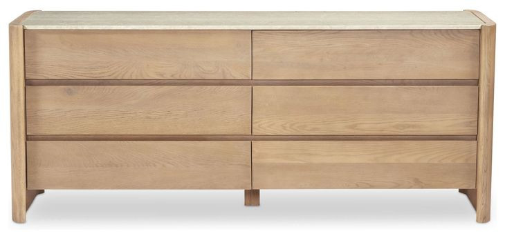 Lane Natural Marble Top 6 Drawer Dresser