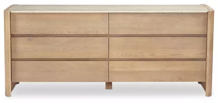Lane Natural Marble Top 6 Drawer Dresser