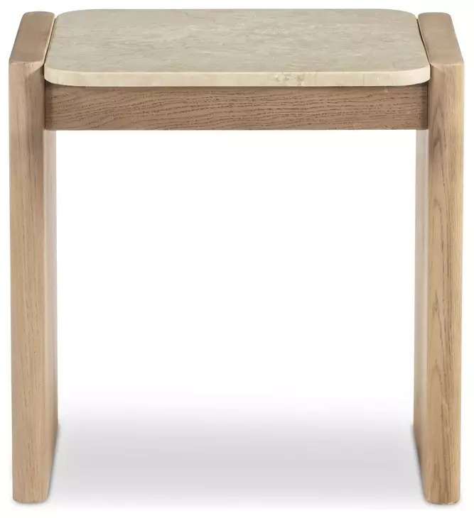 Lane Natural and Beige Rectangular Marble Top Accent Table
