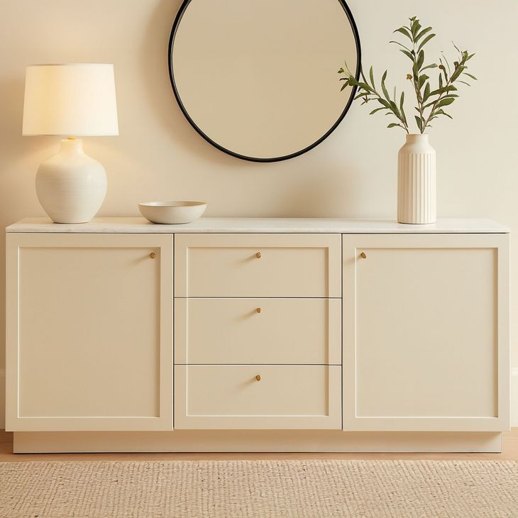 Nadine Cream 2 Door Marble Top Sideboard