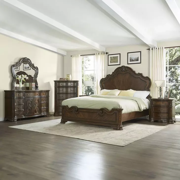 Royale Brown 9 Drawer Dresser and Mirror